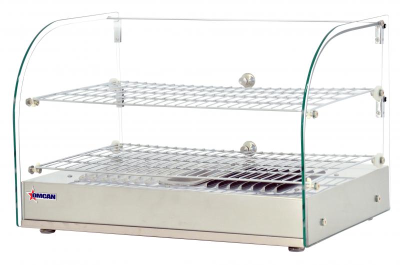 Countertop Display Warmer with Front Curved Glass and 2 Rear Hinged Doors